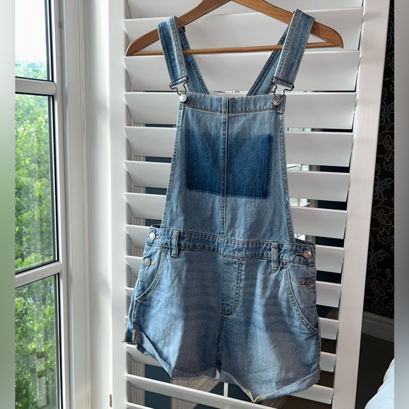 Pacsun Denim Blue Overall Shorts - Picture 1 of 5
